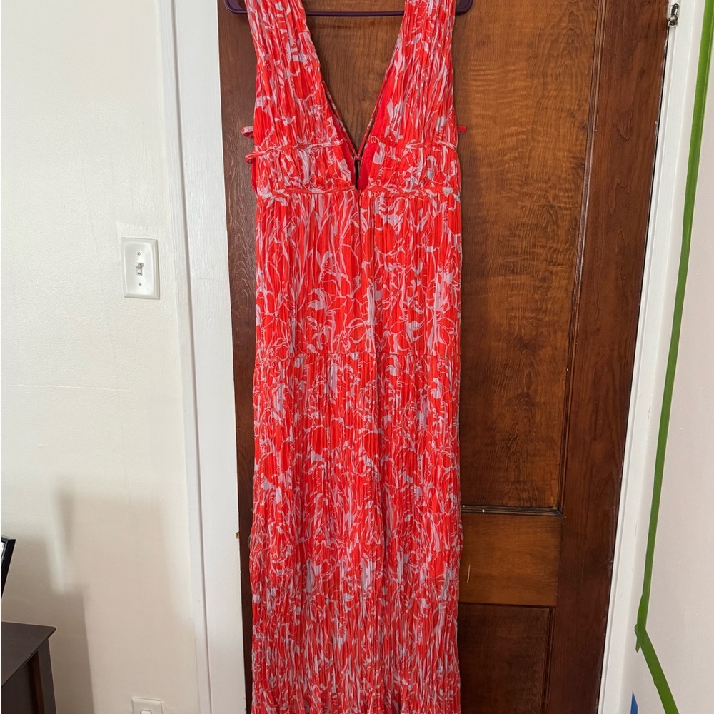 Astr Vibrant Orange and Light Blue Dress